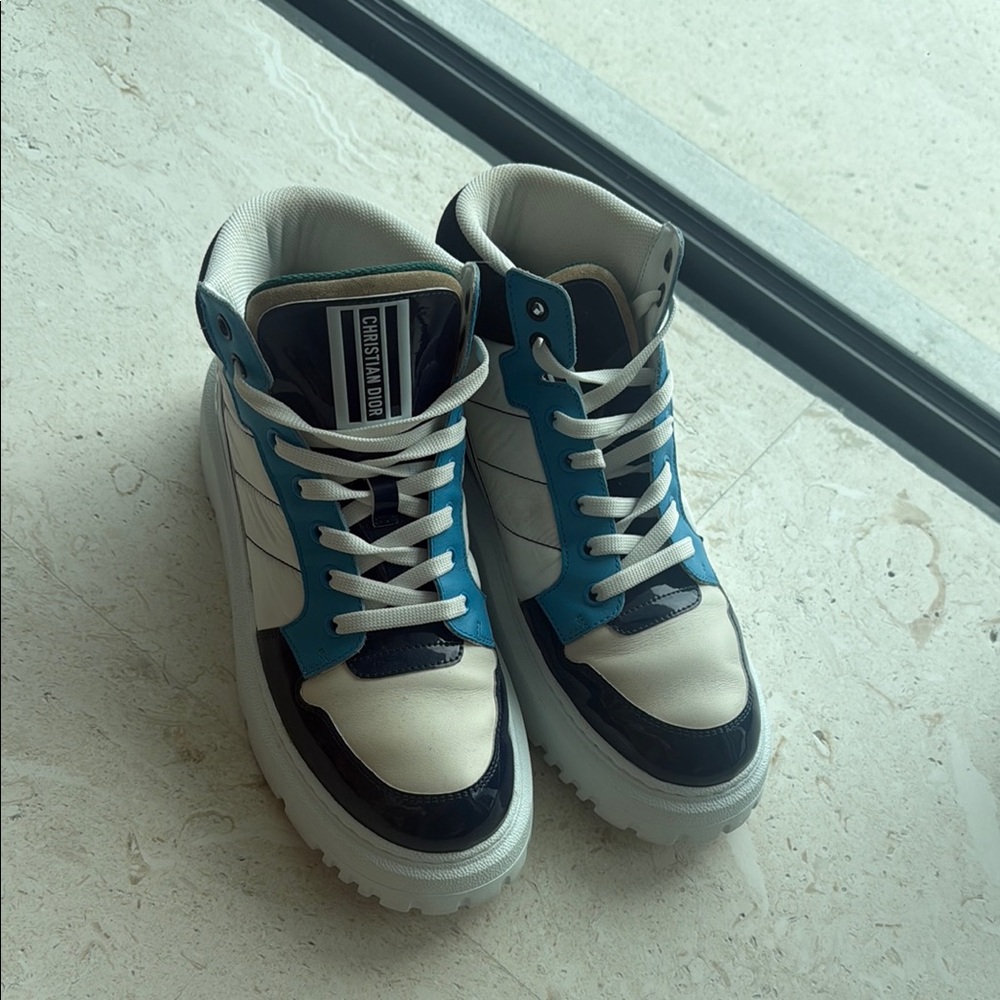 Dior High-Top Sneakers in Blue, White, and Black